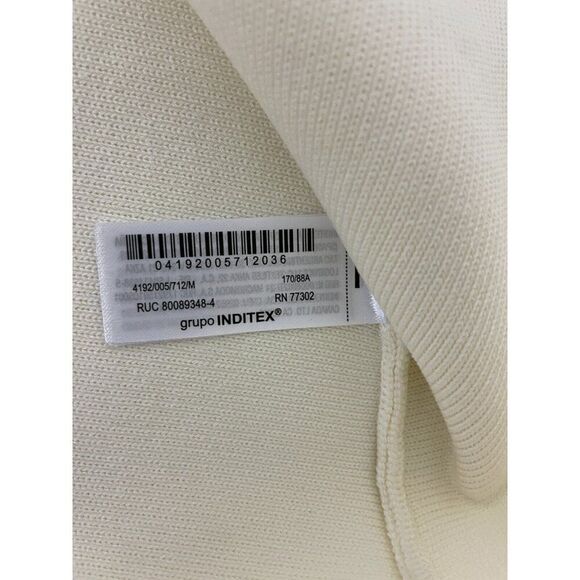 Zara Womens Sweater Size M Ivory Smooth Knit Cardigan Vneck Casual 4192/005 NWT - Picture 7 of 13